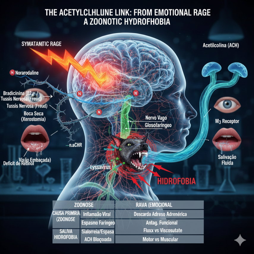 O Elo da Acetilcolina: Da Raiva Emocional à Hidrofobia da Zoonose